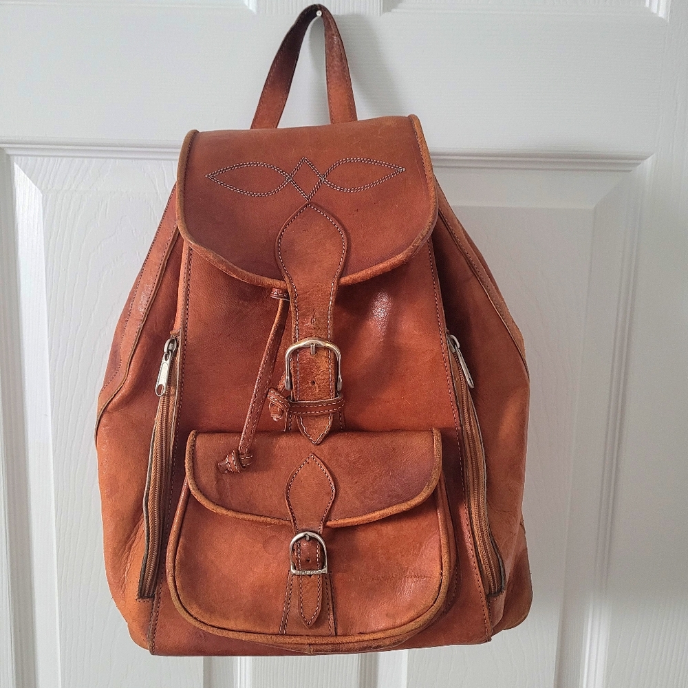 Distressed Rusty Brown Liberty Leather Backpack